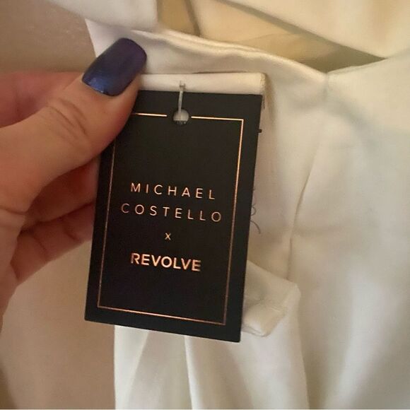 Michael Costello x Revolve Marianna gown maxi dress white cut out high slit XXS - Picture 8 of 11